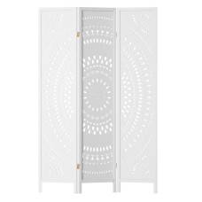 Artiss 3 Panel Room Divider, Circle Design, 132x170cm, White, Pine Wood & MDF, Foldable, for Home & Office Privacy