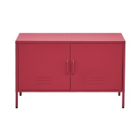 ArtissIn Buffet Sideboard, Cold Rolled Steel, Pink, 100x40x64cm - Modern Storage Cabinet with Adjustable Shelf