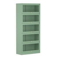 ArtissIn Elia Buffet Sideboard Cabinet, Cold Rolled Steel, Light Green, 79x32x175cm, Mesh Doors, Modern Storage Solution