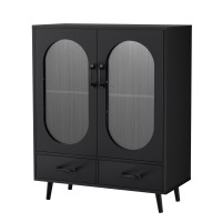 Artiss Buffet Sideboard, Particle Board, 80x40x100cm, Black, Double Doors, Ample Storage, Easy Assembly, 1-Year Warranty