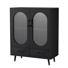 Artiss Buffet Sideboard, Particle Board, 80x40x100cm, Black, Double Doors, Ample Storage, Easy Assembly, 1-Year Warranty
