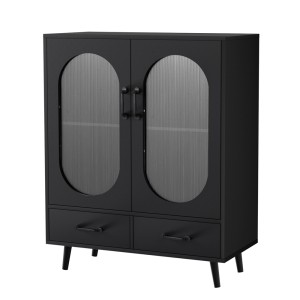 Artiss Buffet Sideboard, Particle Board, 80x40x100cm, Black, Double Doors, Ample Storage, Easy Assembly, 1-Year Warranty