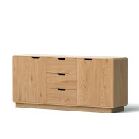 Artiss Oak Buffet Sideboard 160cm Scandinavian Sideboard Two Door Cabinet Three Smooth Drawers Rounded Corners