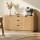 Artiss Oak Buffet Sideboard 160cm Scandinavian Sideboard Two Door Cabinet Three Smooth Drawers Rounded Corners