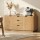 Artiss Oak Buffet Sideboard 160cm Scandinavian Sideboard Two Door Cabinet Three Smooth Drawers Rounded Corners
