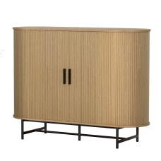 Artiss PIIA Buffet Sideboard Cabinet - Oak Finish, Sliding Fluted Doors, 4 Shelves, Metal Legs, 120cm x 39.5cm x