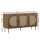 Artiss Anya Buffet Sideboard, MDF & Rattan, 120x40x64.5cm, Dark Oak - 3 Door Storage, Adjustable Shelves, Bohemian