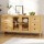 Artiss 150CM Pine Buffet Sideboard Cabinet - Faux Drawers, Glass Doors, Adjustable Shelves, Metal Knobs, Anti-Tip Kit