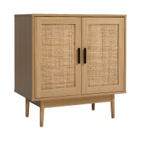 Artiss Rattan Buffet Sideboard, Particle Board, 70x40x75cm, BRIONY Oak, Real Rattan Doors, Eucalyptus Wood Legs