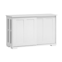 Artiss Buffet Sideboard, Particle Board, White, 99x33x63cm - Sleek Sliding Doors, Ample Storage, Sturdy Design