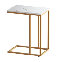 Artiss Emma Marble Effect Side Table: Industrial Style, Durable, Space-Saving Design with 40KG Capacity, Easy Assembly