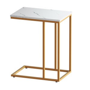 Artiss Emma Marble Effect Side Table: Industrial Style, Durable, Space-Saving Design with 40KG Capacity, Easy Assembly