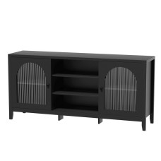 Artiss Buffet Sideboard, Particle Board, 160cm x 39cm x 76cm, Black, Adjustable Shelves, Modern Dining Storage