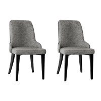 Artiss Set of 2 Grey Linen Fabric Dining Chairs - High Back, Thick Cushion, Powder-Coated Steel Legs, 46x57x90cm