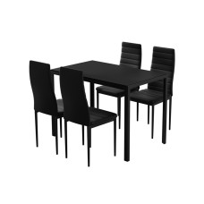 Artiss 5-Piece Dining Set - Black Modern Design, 18mm MDF Table, PVC Seats, Powder-Coated Metal Frame, Easy Assembly Artiss 5-Piece Dining Set - Black Modern Design, 18mm MDF Table, PVC Seats, Powder-Coated Metal Frame, Easy Assembly