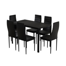 Artiss Modern Black 7-Piece Dining Set – 18mm MDF Table, PVC Chairs, Metal Frame, Easy Assembly, Water Resistant Artiss Modern Black 7-Piece Dining Set – 18mm MDF Table, PVC Chairs, Metal Frame, Easy Assembly, Water Resistant