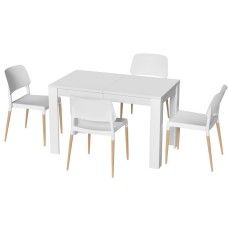Artiss 5 Piece Dining Table and Chairs Set White – 120cm Wood Table, 4 Beech Wood Leg Chairs, Modern Kitchen Furniture Artiss 5 Piece Dining Table and Chairs Set White – 120cm Wood Table, 4 Beech Wood Leg Chairs, Modern Kitchen Furniture
