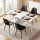 Artiss 5pc Foldable Dining Table and Chairs Set Black White 150cm Gateleg with Drawers and PU Chairs