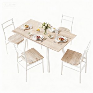 Artiss 5-Piece Foldable Dining Set – Natural White, Space-Saving Scandi Design, MDF & Powder-Coated Metal, 120cm Table
