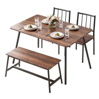 Artiss Rustic Brown Dining Table Set for 4 - Includes 2 Chairs & Bench, Durable MDF & Metal, Compact Space-Saving Design