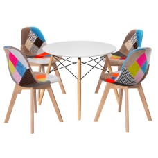 Artiss 5-Piece Dining Set – 100cm White Round MDF Table with Solid Beech Wood Legs and 4 Eiffel DSW Chairs Artiss 5-Piece Dining Set – 100cm White Round MDF Table with Solid Beech Wood Legs and 4 Eiffel DSW Chairs
