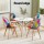 Artiss 5-Piece Dining Set – 100cm White Round MDF Table with Solid Beech Wood Legs and 4 Eiffel DSW Chairs