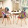 Artiss 5-Piece Dining Set – 100cm White Round MDF Table with Solid Beech Wood Legs and 4 Eiffel DSW Chairs
