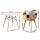 Artiss 3 Piece Dining Set – 90cm Round MDF Table with Solid Beech Wood Legs and 2 Fabric Chairs, Mid Century Style