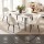 Artiss 5-Piece Dining Table and Chairs Set 150cm Marble Effect White Table with 4 Sherpa Chairs 25mm Top