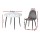 Artiss 5-Piece Dining Set, Round Marble Finish Table 110cm with 4 Velvet Grey Chairs, Metal Legs, Modern Style