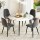 Artiss 5-Piece Dining Set, Round Marble Finish Table 110cm with 4 Velvet Grey Chairs, Metal Legs, Modern Style