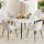 Artiss 5 Piece Dining Set – Marble White 110cm Round Table with Particle Board Top and 4 Sherpa Upholstered Chairs