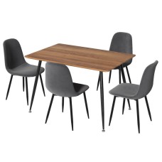 Artiss Dining Table and 4 Chairs Set, Grey Velvet Seats, 120cm Pine MDF Table, Metal Legs, Modern Industrial Style Artiss Dining Table and 4 Chairs Set, Grey Velvet Seats, 120cm Pine MDF Table, Metal Legs, Modern Industrial Style