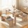 Artiss 3 Piece Dining Set 120cm Oak Table with 2 Upholstered Faux Linen Chairs Powder-Coated Frame