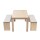 Artiss 3 Piece Dining Set 120cm Oak Table with 2 Upholstered Faux Linen Chairs Powder-Coated Frame