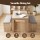 Artiss 3 Piece Dining Set 120cm Oak Table with 2 Upholstered Faux Linen Chairs Powder-Coated Frame