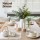 Artiss 3 Piece Dining Set 120cm Oak Table with 2 Upholstered Faux Linen Chairs Powder-Coated Frame