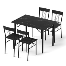 Artiss 5-Piece Dining Set, Black Marble MDF Table, Metal Frame, Compact Modern Design, for Small Spaces, Easy Assembly Artiss 5-Piece Dining Set, Black Marble MDF Table, Metal Frame, Compact Modern Design, for Small Spaces, Easy Assembly