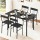 Artiss 5-Piece Dining Set, Black Marble MDF Table, Metal Frame, Compact Modern Design, for Small Spaces, Easy Assembly