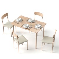Artiss 5-Piece Scandi Dining Set, Compact 110cm Table & Chairs, Natural Beige, MDF & Metal, Nordic Style, Space-Saving