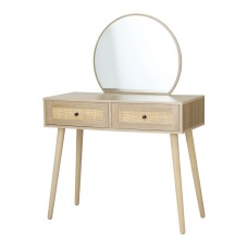 Artiss Dressing Table Set, Rattan, Rubberwood, 90cm, Pine, with Mirror and Storage Drawers, Easy Assembly Artiss Dressing Table Set, Rattan, Rubberwood, 90cm, Pine, with Mirror and Storage Drawers, Easy Assembly