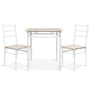 Artiss Machal 3-Piece Dining Set - Natural Oak, Industrial Design, Particle Board & Steel, 70cm Table, Easy to Clean
