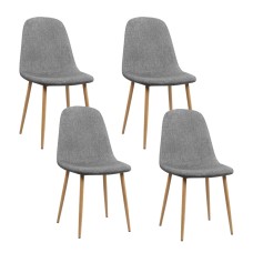 Artiss Adamas 4-Piece Dining Chair Set - Light Grey Faux Linen, Curved Slope Design, Iron Legs, 150kg Capacity Artiss Adamas 4-Piece Dining Chair Set - Light Grey Faux Linen, Curved Slope Design, Iron Legs, 150kg Capacity