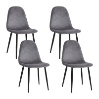 Artiss Set of 4 Velvet Dining Chairs, Grey – Modern Design, 150kg Capacity, Iron Legs, Anti-Slip, Easy Assembly