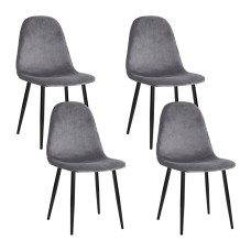 Artiss Set of 4 Velvet Dining Chairs, Grey – Modern Design, 150kg Capacity, Iron Legs, Anti-Slip, Easy Assembly Artiss Set of 4 Velvet Dining Chairs, Grey – Modern Design, 150kg Capacity, Iron Legs, Anti-Slip, Easy Assembly