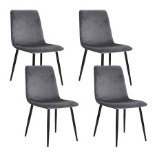 Artiss Dining Chairs Set of 4 Velvet Upholstered Grey, Iron Legs, Wide Seat, 150kg Capacity, Modern Design, 45x42x86cm Artiss Dining Chairs Set of 4 Velvet Upholstered Grey, Iron Legs, Wide Seat, 150kg Capacity, Modern Design, 45x42x86cm