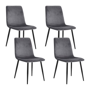 Artiss Dining Chairs Set of 4 Velvet Upholstered Grey, Iron Legs, Wide Seat, 150kg Capacity, Modern Design, 45x42x86cm