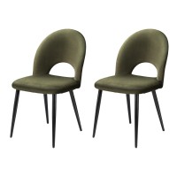 Artiss Loren Velvet Dining Chairs Set of 2 - Green & Black, 48x48x81cm, Plywood Frame, Metal Legs, 1-Year Warranty