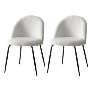 Artiss Dining Chairs Set of 2, Sherpa Fabric, White, 49x49x78cm, Luxurious Comfort, Modern Design, Versatile Use