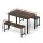 Artiss 3-Piece Dining Set: Dark Walnut Table & Benches with Metal Frame, Compact Space-Saving Design, Easy Assembly